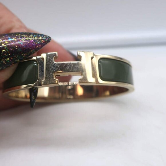 Hermes Clic H PM Bracelet Forest Green Enamel & Gold - Picture 3 of 7